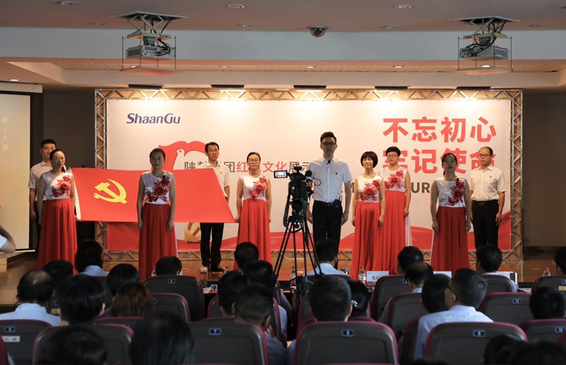 陜鼓戰(zhàn)略黨支部、投資證券黨支部聯(lián)合參賽隊表演主題朗誦《七月的天空》.jpg
